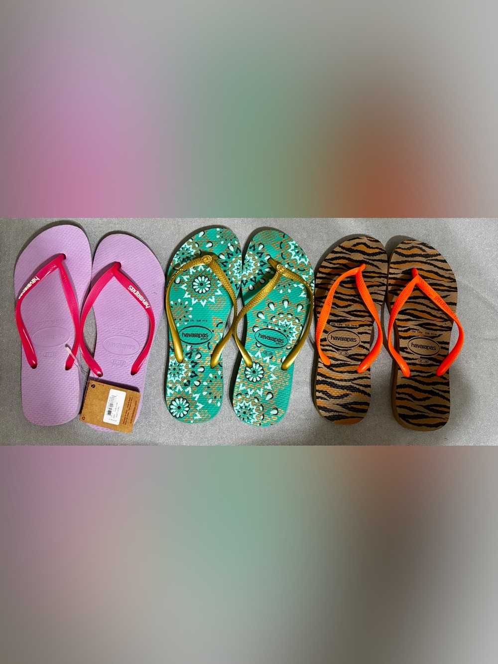 Havaianas Women’s Flip Flops - Pink, Teal Floral & Tiger Print